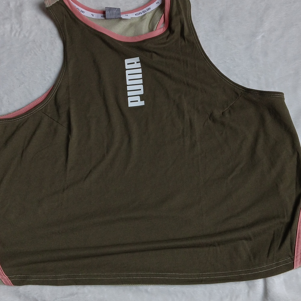 Puma Olive and Coral Performance Tank